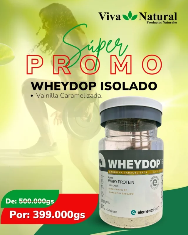 🔥 ¡SUPER PROMO IMPERDIBLE! 🔥

Si estás buscando un suplemento que te ayude a mejorar tu rendimiento y recuperación, ¡tenemos justo lo que necesitas! 💪

WheyDop Isolado - Vainilla Caramelizada . 🏋️‍♂️ a solo 399.000 Gs (Antes: 500.000 Gs)
Características destacadas:

✅ 20g de proteína por porción
✅ Sin saborizantes artificiales
✅ Con deliciosos crisp de caramelo salado
✅ Bajo en grasas y carbohidratos
✅ Ideal para el desarrollo muscular y la recuperación después del entrenamiento
✅ Ayuda a mantener y definir tu masa muscular

💥 ¡No dejes pasar esta oportunidad de fortalecer tu cuerpo con una proteína de calidad! 💥

📍 Disponible en Viva Natural PY
📲 Contactanos al: (0983) 615 514 para más info o hacer tu pedido ahora mismo.

🛒 ¡Aprovechá esta oferta única antes de que se acabe!

#VivaNaturalPy #WheyDop #ProteínaDeCalidad #Entrenamiento #SuperPromo #BaunilhaCaramelizada #Suplementos #Musculación