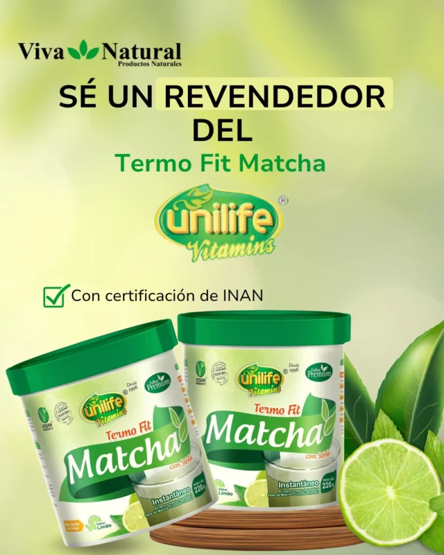 Oportunidad única para revendedores...

Conviértete en distribuidor del innovador Termo Fit Matcha de Unilife, un producto que no solo promueve un estilo de vida saludable y activo, sino que también garantiza la máxima seguridad con su registro sanitario vigente. 
Al elegir revender Termo Fit Matcha, te asocias con un producto certificado que satisface las necesidades de clientes conscientes de su salud y bienestar.

Beneficios de revender Termo Fit Matcha:

  Ofrece a tus clientes un producto con garantía de calidad y seguridad.
 Aprovecha la creciente demanda de suplementos saludables y naturales.
 Trabaja con Viva Natural, la mayor tienda en productos naturales.

¿Por qué elegir Termo Fit Matcha? 
Termo Fit Matcha no es solo un suplemento, es una promesa de bienestar y energía duradera, respaldada por un compromiso riguroso con la calidad y la seguridad. Ideal para aquellos que buscan mejorar su rendimiento físico y mental de manera natural.

¡Únete a nosotros y comienza a revender un producto de confianza hoy!

📲 Contacta para pedidos:

  Suc. San Alberto: (0984) 391 051
  Suc. Ciudad del Este: (0983) 615 514

🚚 Envíos a todo el país. 
Disponible para ventas minoristas y mayoristas.
🌐 Visita nuestro sitio web para más información.

#RevendedorUnilife #TermoFitMatcha #SaludCertificada #OportunidadDeNegocio #VivaNatural